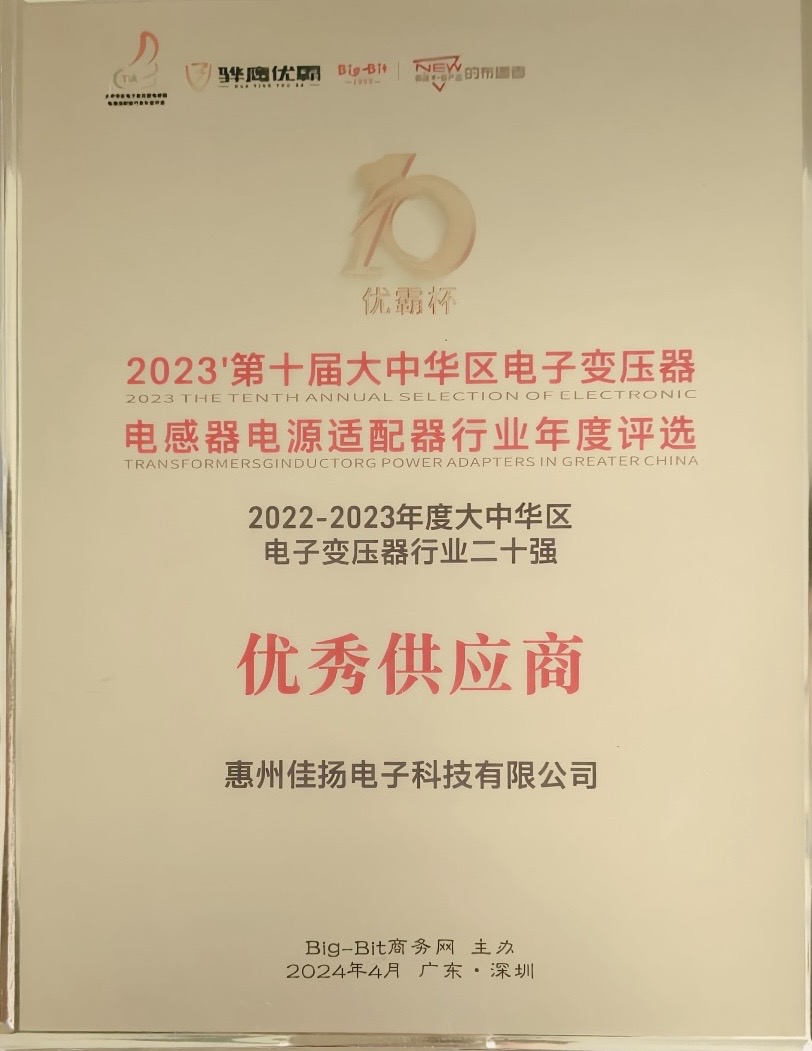 Outstanding Supplier — China Magnetic Components Association — document scan
